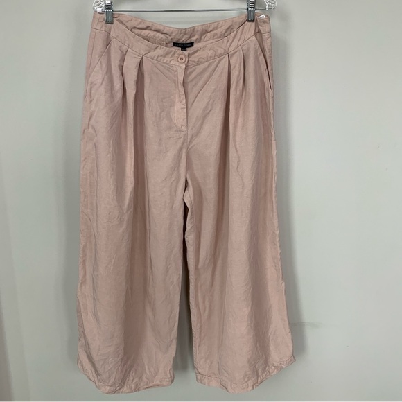 Eileen Fisher Tencel Blend Pink Wide Leg Crop Pants Size 14 - Picture 1 of 7